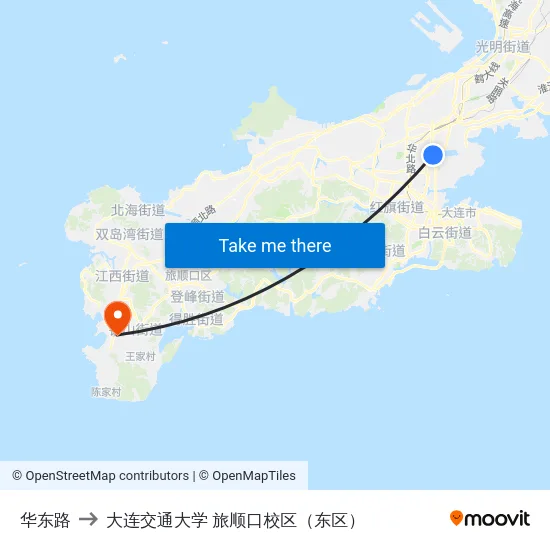 华东路 to 大连交通大学 旅顺口校区（东区） map