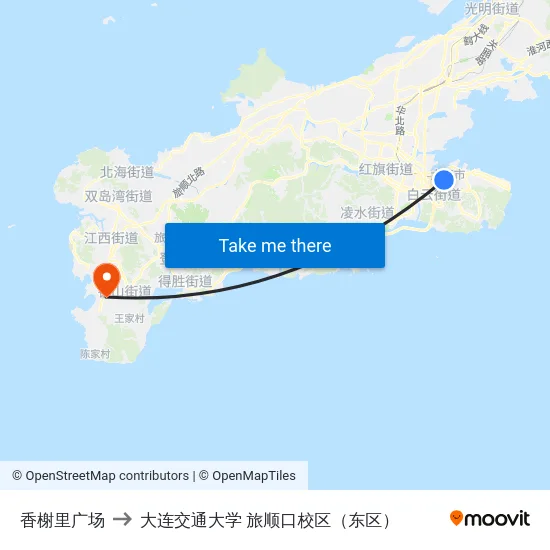 香榭里广场 to 大连交通大学 旅顺口校区（东区） map