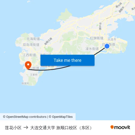 莲花小区 to 大连交通大学 旅顺口校区（东区） map