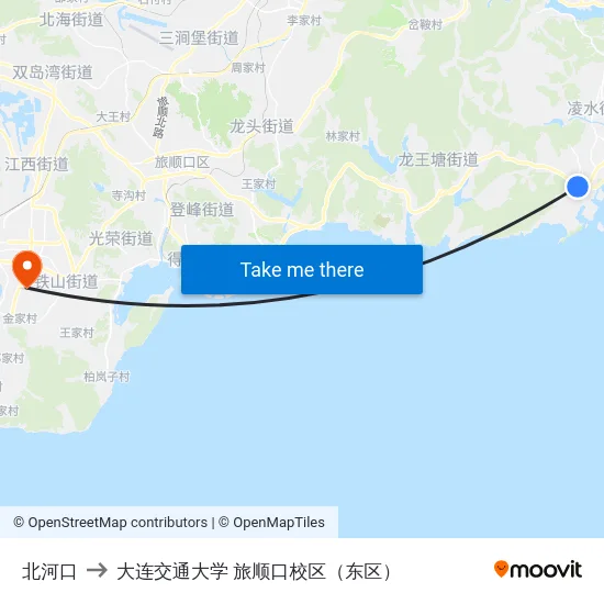 北河口 to 大连交通大学 旅顺口校区（东区） map