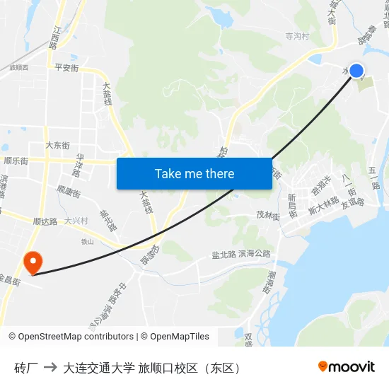 砖厂 to 大连交通大学 旅顺口校区（东区） map