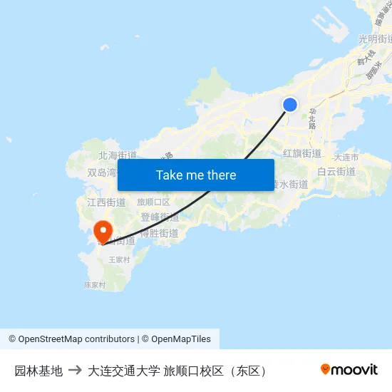 园林基地 to 大连交通大学 旅顺口校区（东区） map