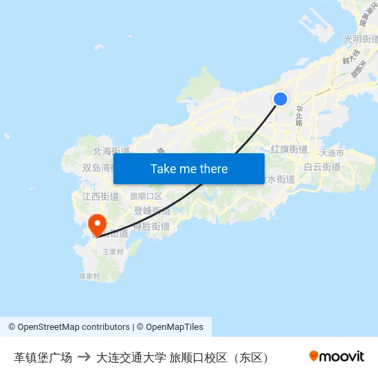 革镇堡广场 to 大连交通大学 旅顺口校区（东区） map