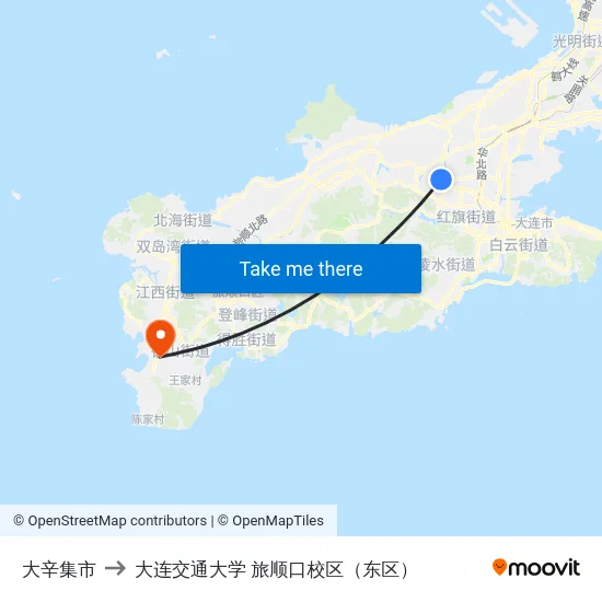 大辛集市 to 大连交通大学 旅顺口校区（东区） map