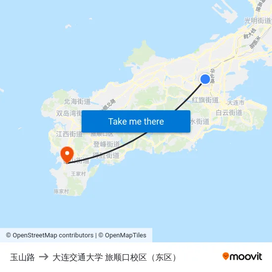 玉山路 to 大连交通大学 旅顺口校区（东区） map