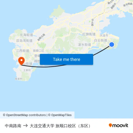 中南路南 to 大连交通大学 旅顺口校区（东区） map