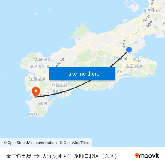 金三角市场 to 大连交通大学 旅顺口校区（东区） map