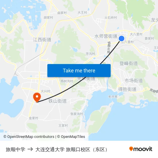 旅顺中学 to 大连交通大学 旅顺口校区（东区） map