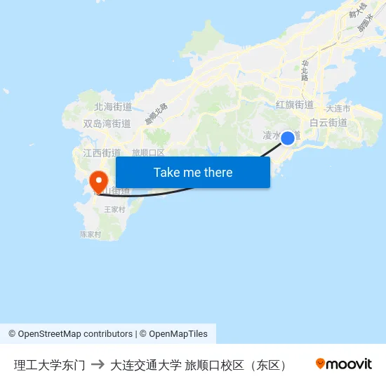 理工大学东门 to 大连交通大学 旅顺口校区（东区） map