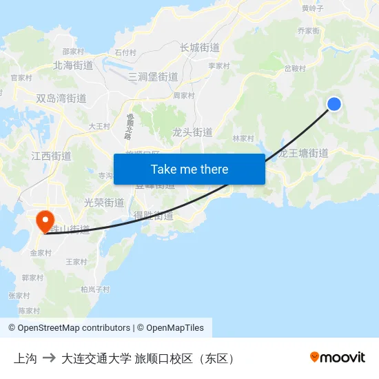 上沟 to 大连交通大学 旅顺口校区（东区） map