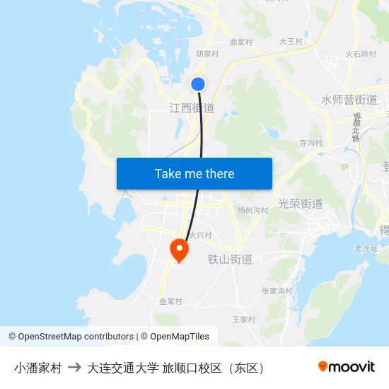小潘家村 to 大连交通大学 旅顺口校区（东区） map