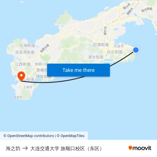 海之韵 to 大连交通大学 旅顺口校区（东区） map