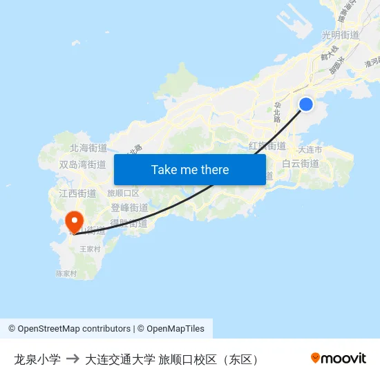 龙泉小学 to 大连交通大学 旅顺口校区（东区） map