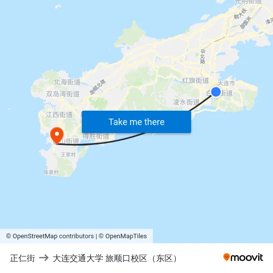 正仁街 to 大连交通大学 旅顺口校区（东区） map