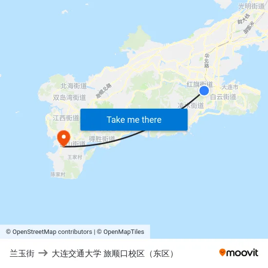 兰玉街 to 大连交通大学 旅顺口校区（东区） map