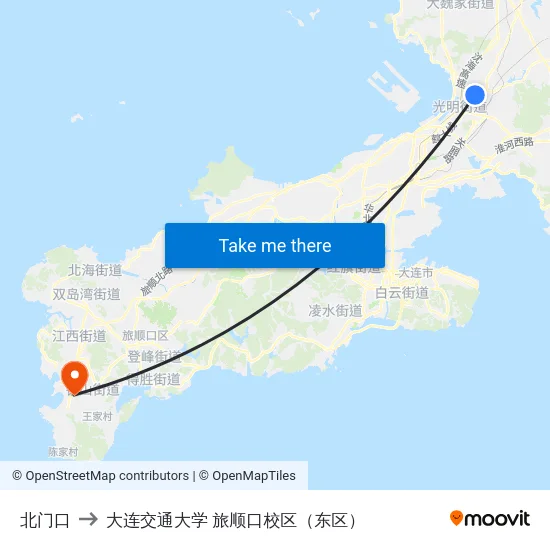 北门口 to 大连交通大学 旅顺口校区（东区） map