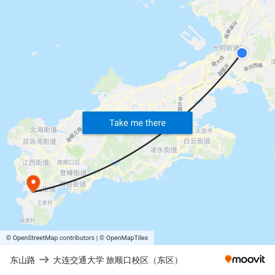 东山路 to 大连交通大学 旅顺口校区（东区） map