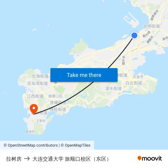 拉树房 to 大连交通大学 旅顺口校区（东区） map