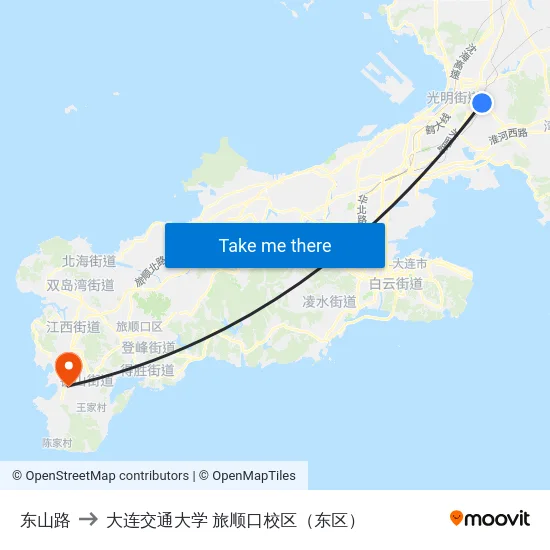 东山路 to 大连交通大学 旅顺口校区（东区） map