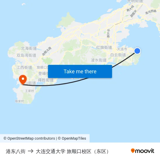港东八街 to 大连交通大学 旅顺口校区（东区） map
