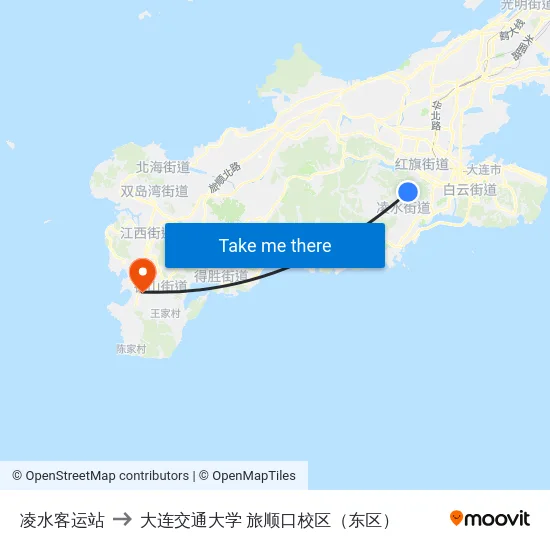 凌水客运站 to 大连交通大学 旅顺口校区（东区） map