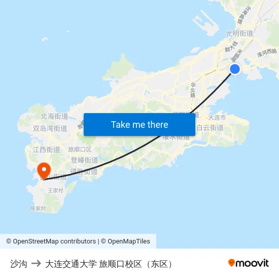 沙沟 to 大连交通大学 旅顺口校区（东区） map