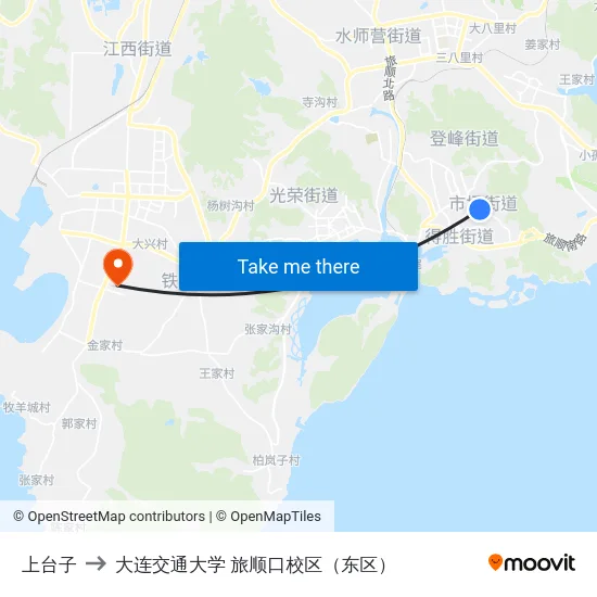 上台子 to 大连交通大学 旅顺口校区（东区） map