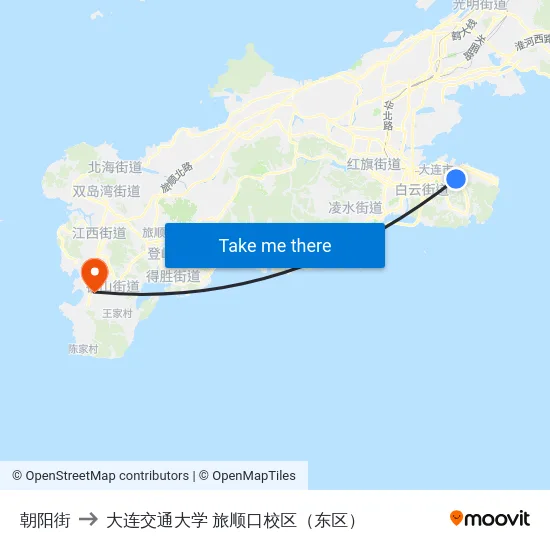 朝阳街 to 大连交通大学 旅顺口校区（东区） map