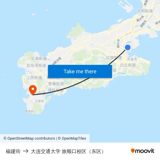 椒建街 to 大连交通大学 旅顺口校区（东区） map