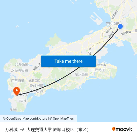 万科城 to 大连交通大学 旅顺口校区（东区） map