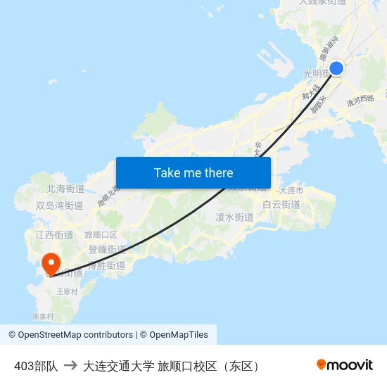 403部队 to 大连交通大学 旅顺口校区（东区） map