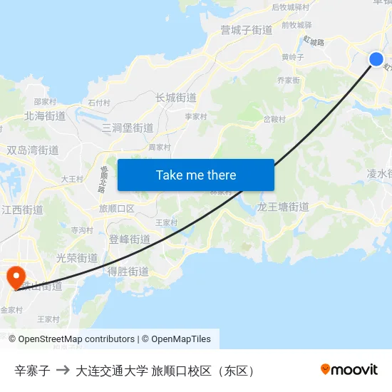 辛寨子 to 大连交通大学 旅顺口校区（东区） map