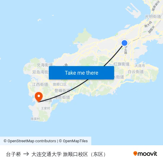 台子桥 to 大连交通大学 旅顺口校区（东区） map