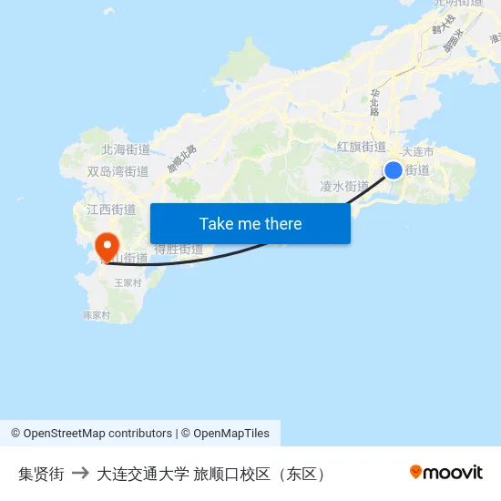 集贤街 to 大连交通大学 旅顺口校区（东区） map
