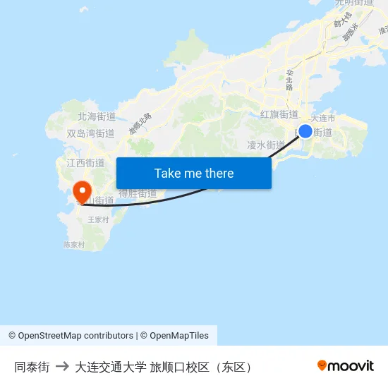 同泰街 to 大连交通大学 旅顺口校区（东区） map