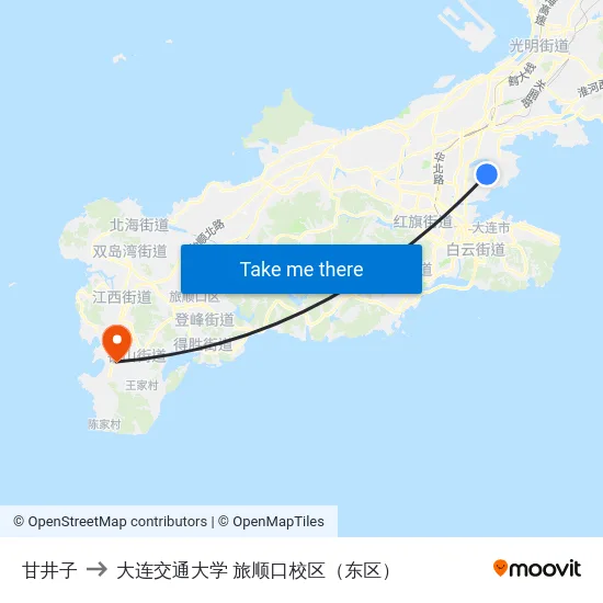 甘井子 to 大连交通大学 旅顺口校区（东区） map