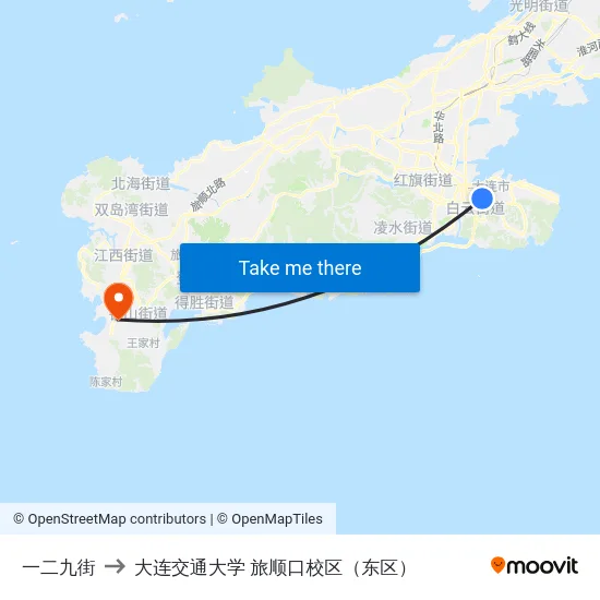 一二九街 to 大连交通大学 旅顺口校区（东区） map