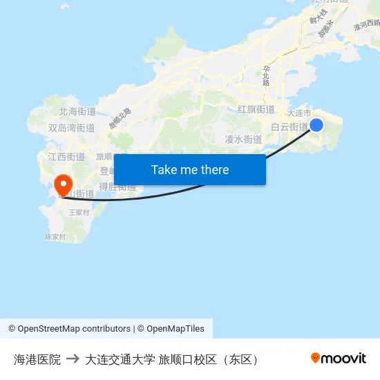 海港医院 to 大连交通大学 旅顺口校区（东区） map