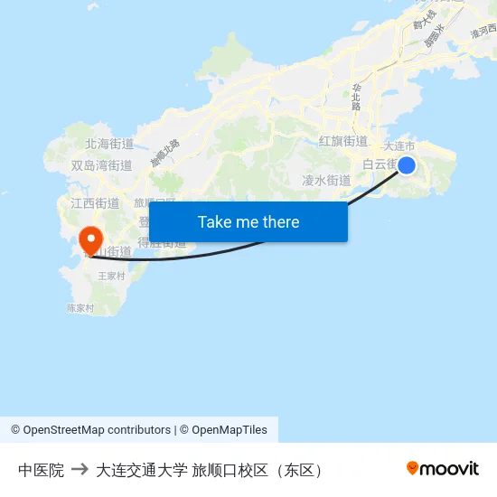 中医院 to 大连交通大学 旅顺口校区（东区） map