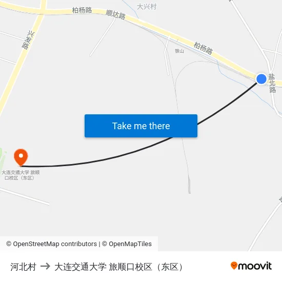 河北村 to 大连交通大学 旅顺口校区（东区） map