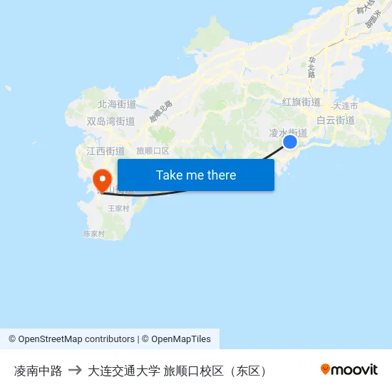 凌南中路 to 大连交通大学 旅顺口校区（东区） map