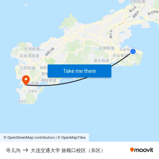 寺儿沟 to 大连交通大学 旅顺口校区（东区） map