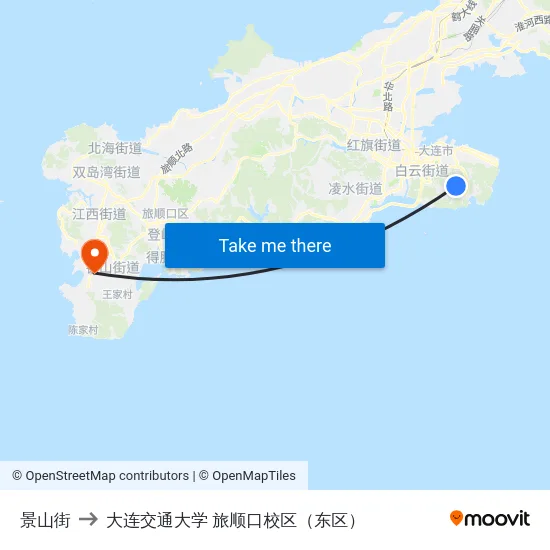 景山街 to 大连交通大学 旅顺口校区（东区） map