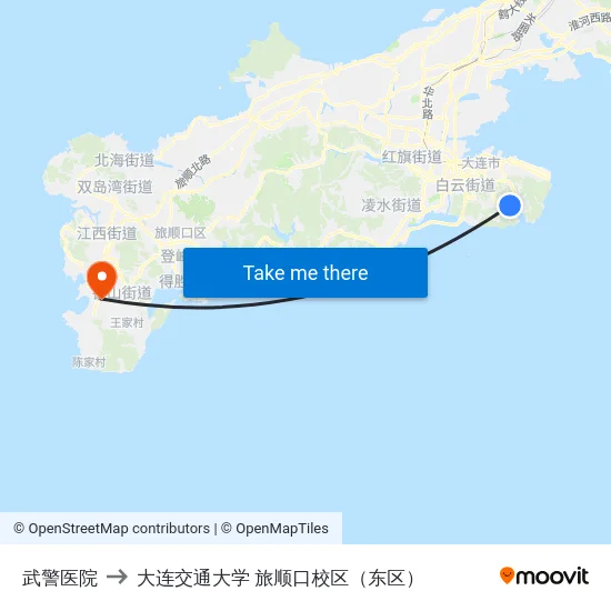 武警医院 to 大连交通大学 旅顺口校区（东区） map