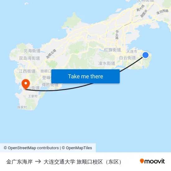 金广东海岸 to 大连交通大学 旅顺口校区（东区） map