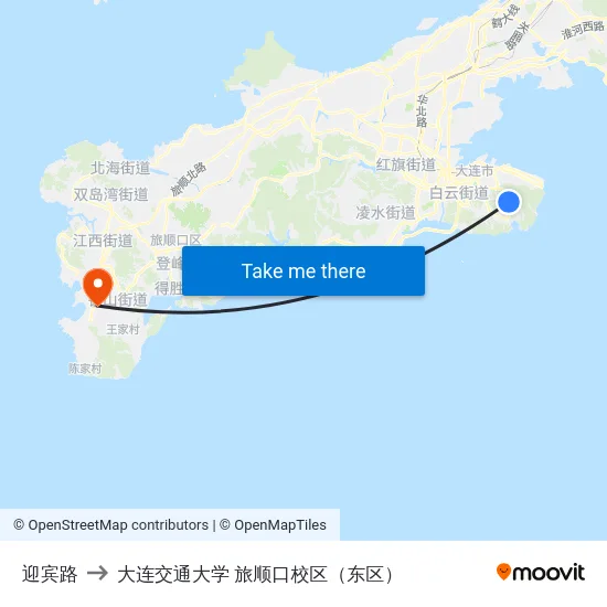 迎宾路 to 大连交通大学 旅顺口校区（东区） map