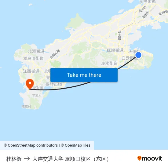 桂林街 to 大连交通大学 旅顺口校区（东区） map