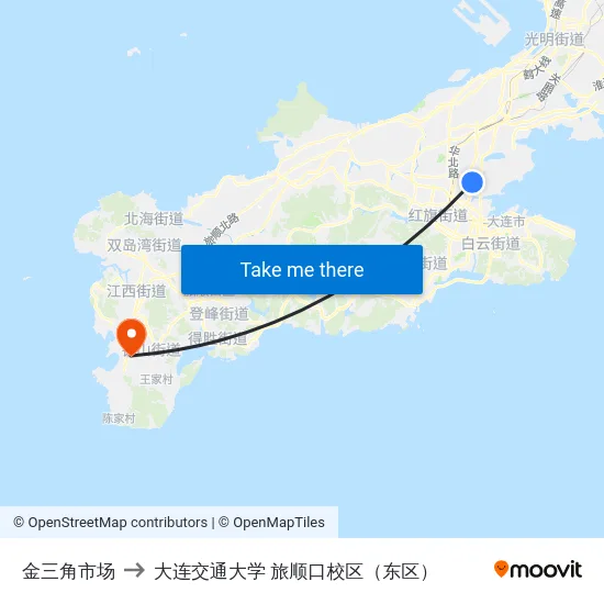 金三角市场 to 大连交通大学 旅顺口校区（东区） map