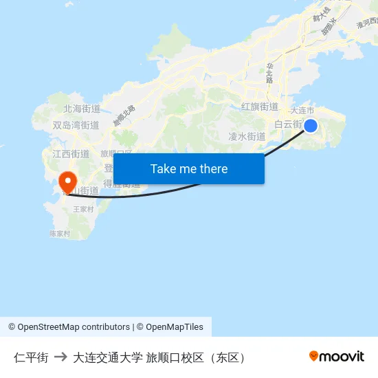 仁平街 to 大连交通大学 旅顺口校区（东区） map