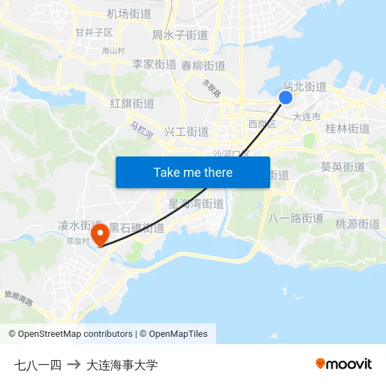 七八一四 to 大连海事大学 map